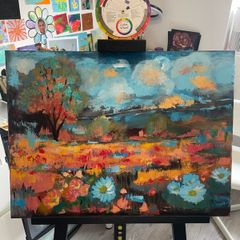 Colourful Landscape Acrylic Painting on Canvas - 45x60cm