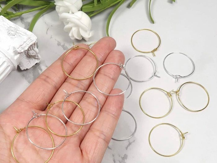 200pcs Wine Glass Charm Rings Silver Tone and Golden Earring Beading Hoop 25mm for Craft Making Party Favor (FREE POSTAGE)