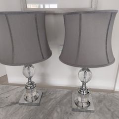 Two silver grey lamps