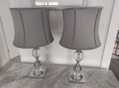 Two silver grey lamps