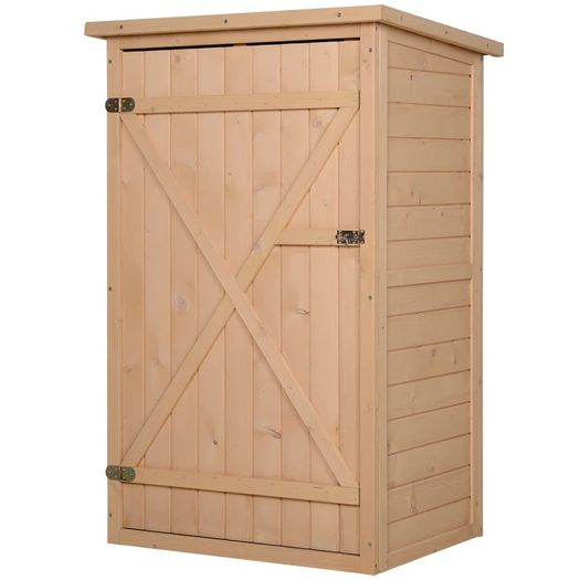 75L x 56W x115Hcm Fir Wood Garden Storage Shed w/ Shelves Wood Tone (FREE SHIPPING)