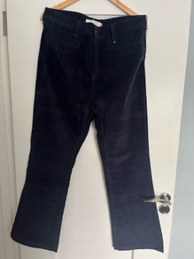 Brakeburn Navy Needlecord Flared Trousers