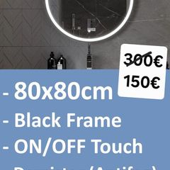 LED Bathroom Mirror Fogless Demister 80x80cm