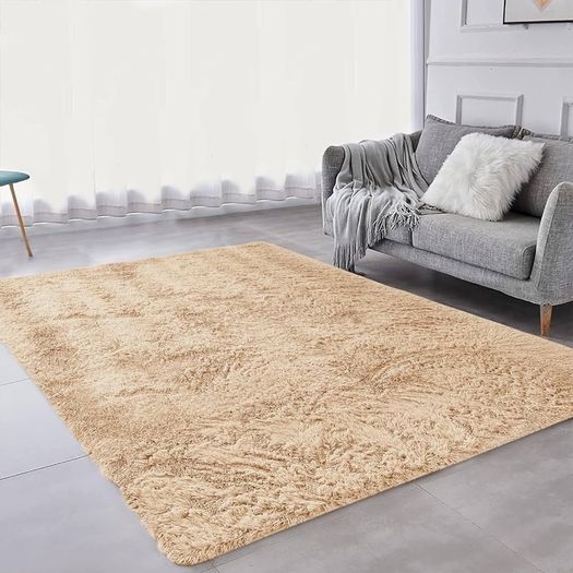NEW SALE | Rugs Living Room - Modern Beige Area Rug for Bedroom Non Slip - Super Soft Fluffy Shaggy Thick Pile Small Rug Non-Shedding - Easy to clean, 50cm x 80cm
