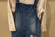 2 piece denim pinafore &amp; top set