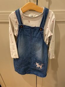2 piece denim pinafore & top set
