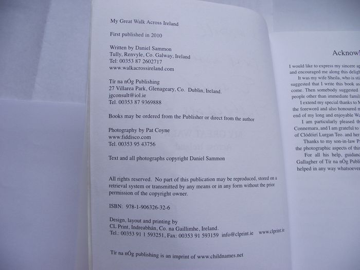 'My Great Walk: Across Ireland' by Daniel Sammon with author's autograph