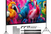 No Wrinkles 100 Inch Projector Screen - Super Stable with Dual Tripods, Strong Stands, Portable Design for Indoor/Outdoor, 16:9, 4K