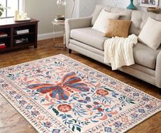Butterfly Rugs Living Room 120x180cm, Non-Slip Washable Area Rugs for Bedroom, Soft Low Pile Carpet for Living Room, Floor Carpet for Office Dining Room Kitchen Nursery Bedside