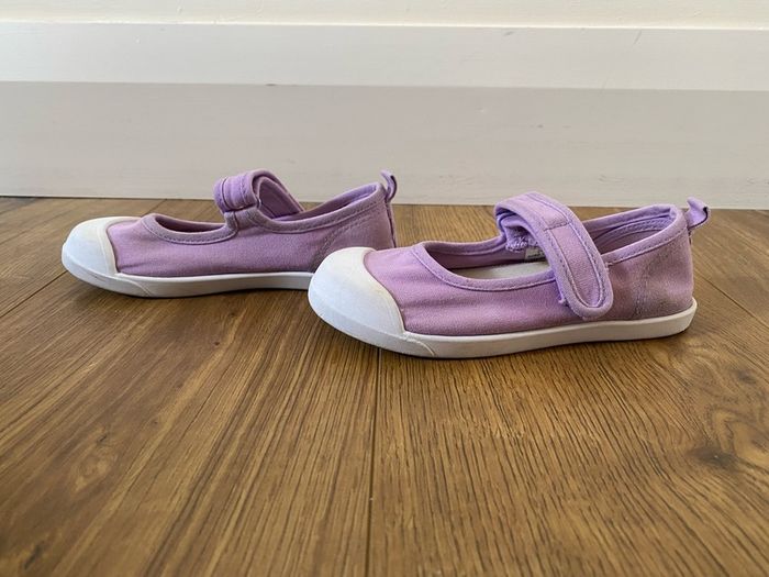 M&S Kids Lilac Mary Jane Canvas Shoes with riptape strap