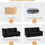 Convertible Folding Sofa Bed, Corduroy Boneless Couch, Black Folding Foam Boneless Couch with 2 Pillows, Sleeper Lounger Foldable Sofa for Small Spaces, Bedroom and Guest Room Image 8