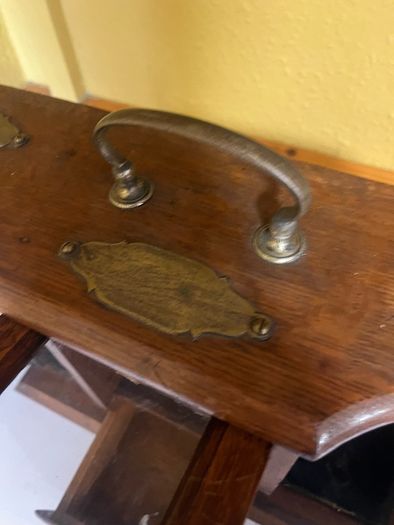Edwardian oak/ brass  tantalus Original key . Spirits/ smokers caddy