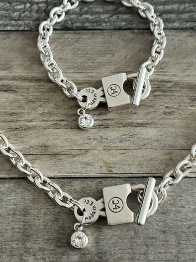 Silver Plated Padlock & Key Necklace & Bracelet