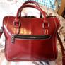 Red leather grab bag with crossbody strap Image 2