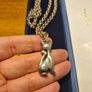 Vintage Stamped Sterling Silver Heavy Elaborate Chain and Cat Pendant Image 3