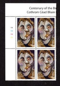 2009 Ireland The 100th Anniversary of the Birth of Francis Bacon, 1909-1992 Commemorative Stamp Plate Block 1A1A1A1A Mint Never Hinged (MNH)