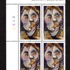 2009 Ireland The 100th Anniversary of the Birth of Francis Bacon, 1909-1992 Commemorative Stamp Plate Block 1A1A1A1A Mint Never Hinged (MNH)