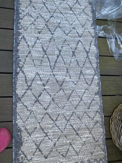 New 240cm x 58cm distressed oatmeal and grey indoor/outdoor runner