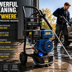 Petrol Pressure Washer 186 Bar  196cc High Power Jet Washer