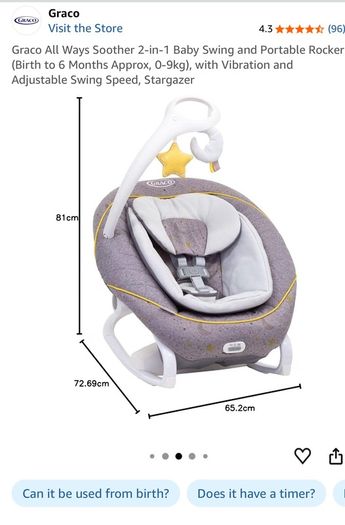 Graco All Ways Soother 2-in-1 Baby Swing and Portable Rocker (Birth to 6 Months Approx, 0-9kgwith Vibration and Adjustable Swing Speed, Stargazer