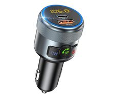 Car FM Transmitter, Wireless Bluetooth 5.1 Radio Adapter Car Kit with Big Button, Type C