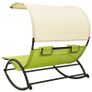 Double Sun Lounger with Canopy Textilene Green and Cream Image 5