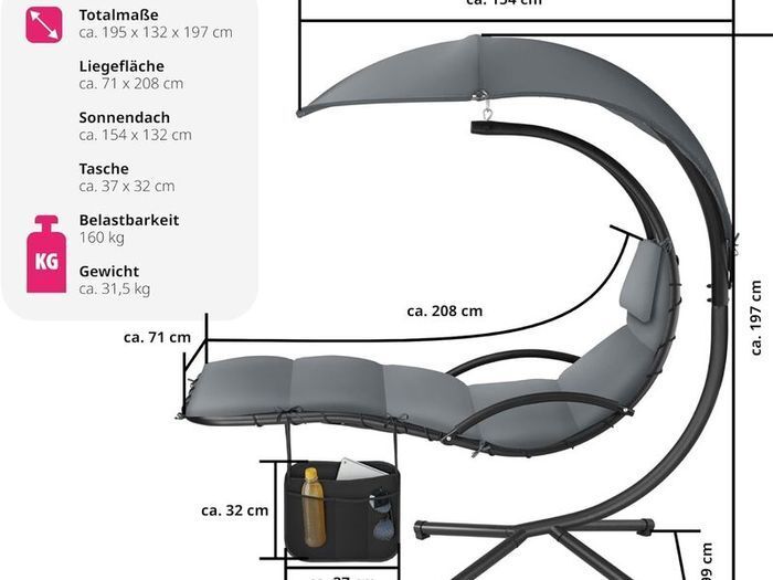 Indoor & Outdoor Hanging Lounger with Frame, Floating Lounger with Paraso