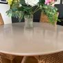 Round stone table with solid wood legs 120cm Image 4