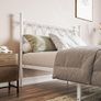 Double Metal Bed Frame 135 x 190 cm with Headboard and Footboard Heavy Duty Foundation,Metal Slat Support,White, Image 5