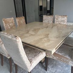 Marble Dining Table with 8 Chairs