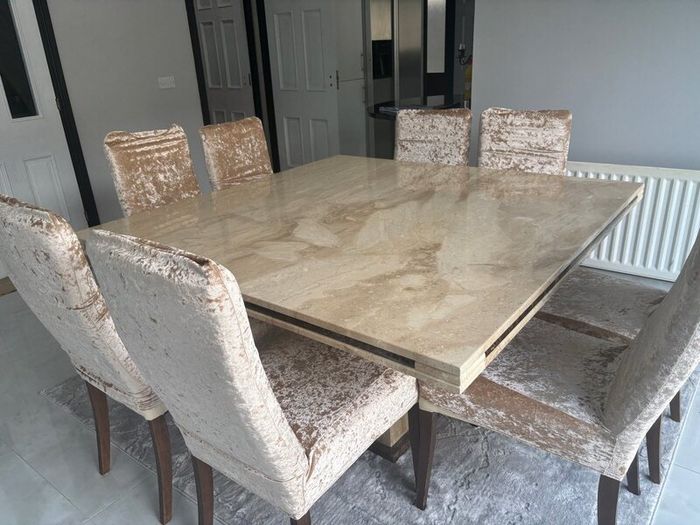 Marble Dining Table with 8 Chairs