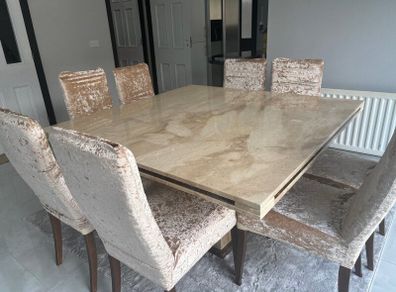 Marble Dining Table with 8 Chairs