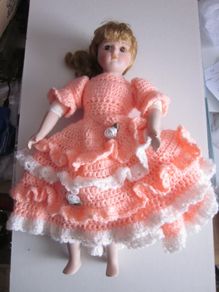 Hermitage Mint Porcelain  Doll with Crotchet Dress 1988