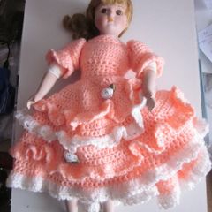Hermitage Mint Porcelain  Doll with Crotchet Dress 1988