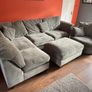 L shaped sofa + large swivel chair + foot stool Image 3