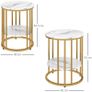 Set of Two Marble-Effect Coffee Tables - White/Gold-Tone Image 2