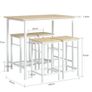 Bar Table Set with 4 Stools White Natural Image 3
