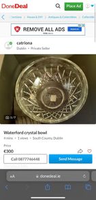 waterford crystal bowl 10 inch diameter