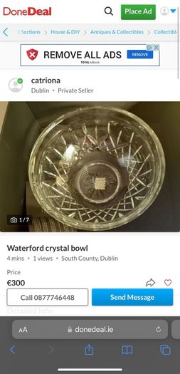 waterford crystal bowl 10 inch diameter