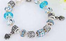 Blue Pandora Style Charm Bracelet