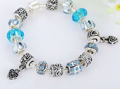 Blue Pandora Style Charm Bracelet