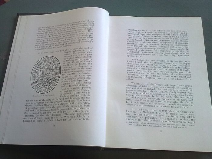 2 volumes Methodist College Belfast 1868-1938 + 1 other book Ireland history