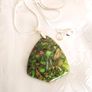 Gemstone Green Faux Agate Pendant with silver plated necklace Image 4