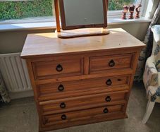 Solid Pine Chest of Drawers with Vanity Mirror