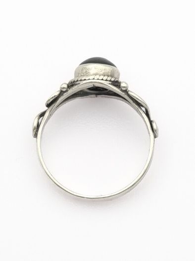 925 Vintage Sterling Silver Garnet Spiral Ring