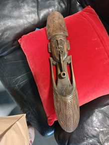 Hand Carved Wooden "Pipe Man"