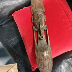 Hand Carved Wooden "Pipe Man"
