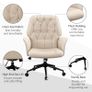 Tufted Linen Office Chair with Adjustable Height, Arm Rest & 360 Swivel Beige Image 7