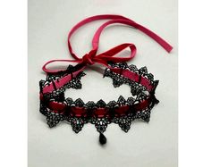 Goth Style Necklace with a Velvet Ribbon