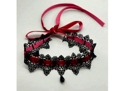 Goth Style Necklace with a Velvet Ribbon